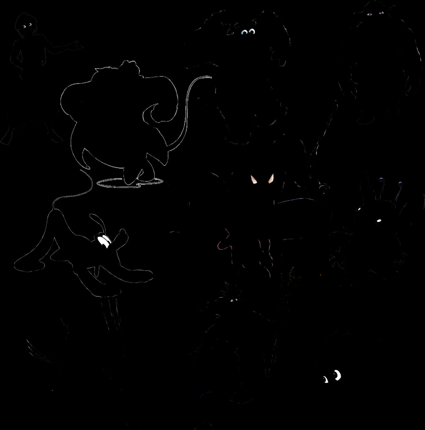 Darkened Cartoon Characters Gathering Image