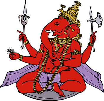Red Ganesha Illustration Image